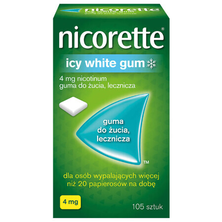 Nicorette Icy White Kaugummi 4 mg, medizinischer Kaugummi, 105 Stück