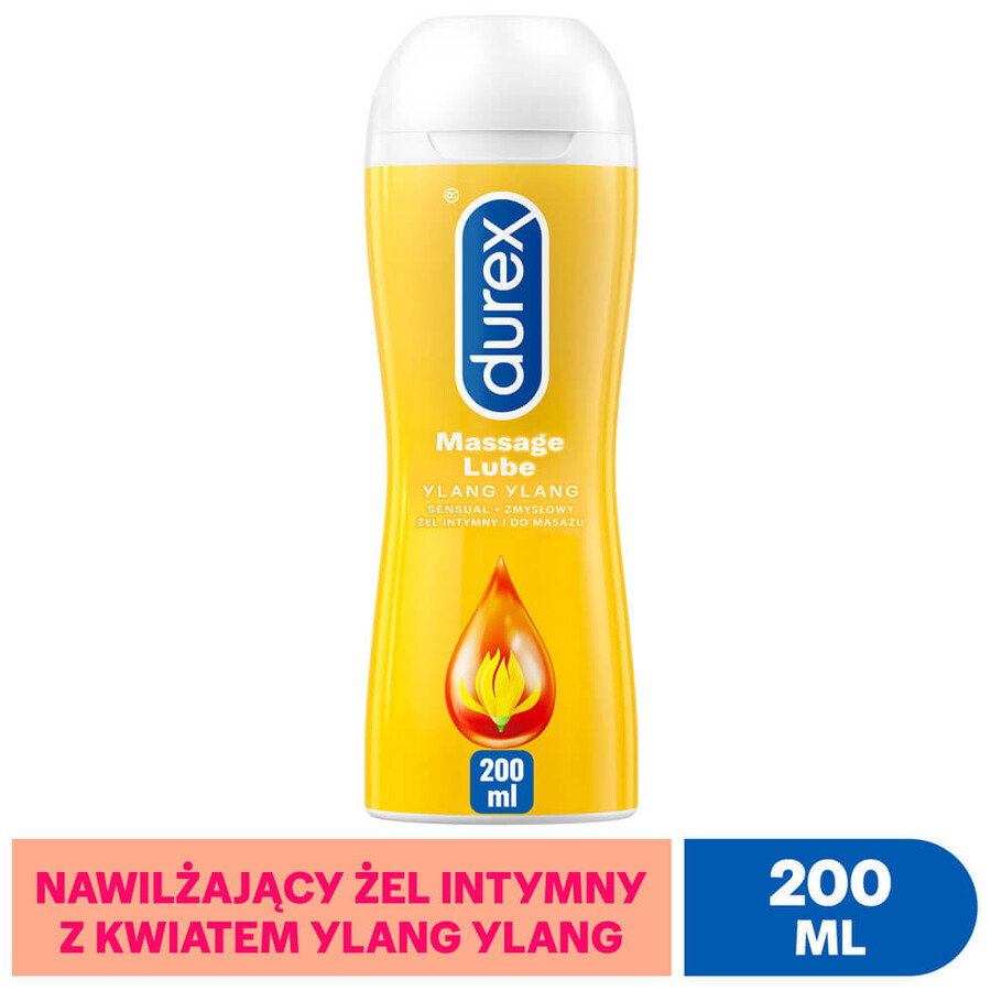 Durex, gel íntimo y de masaje 2 en 1 que estimula los sentidos, ylang ylang, 200 ml