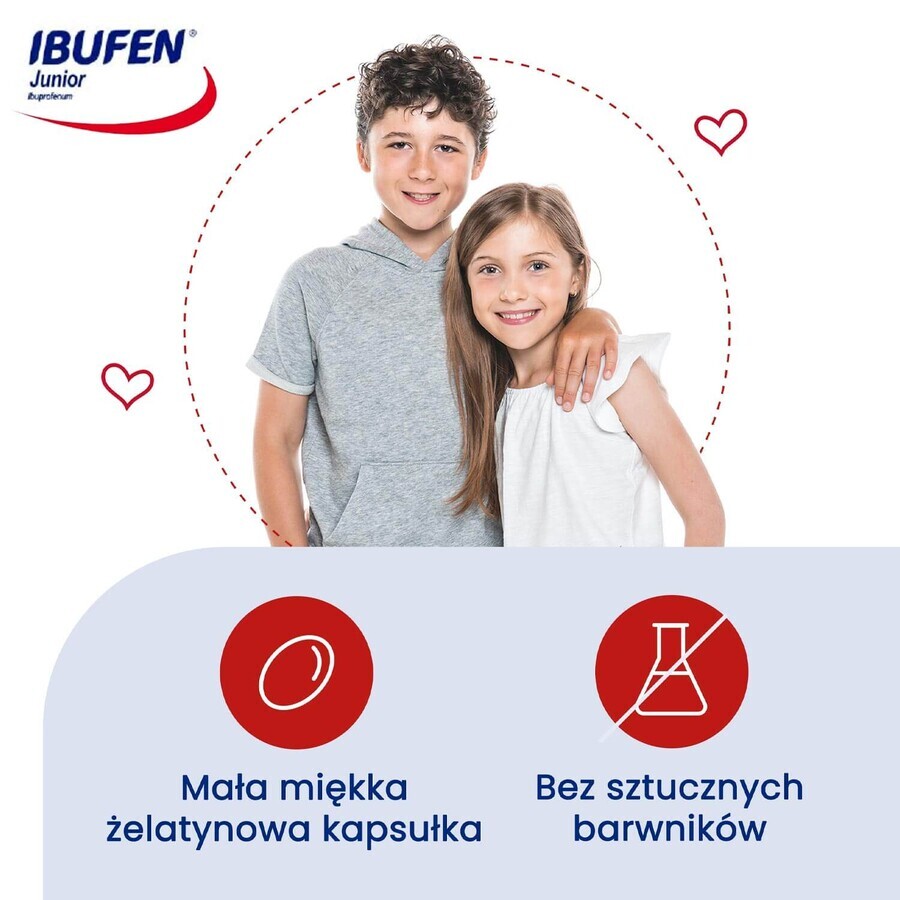 Ibufen Junior 200 mg, for children from the age of 6, 10 soft capsules