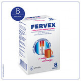 Fervex 500 mg + 200 mg + 25 mg, granulaat voor orale oplossing, frambozensmaak, 8 sachets