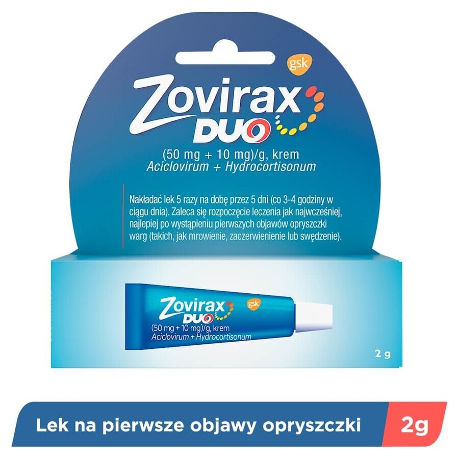 Zovirax Duo (50 mg + 10 mg)/ g, crema, 2 g