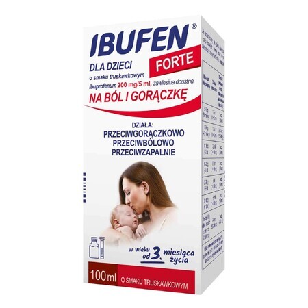 Ibufen for children Strong strawberry flavor 200 mg/ 5 ml, oral suspension from 3 months, 100 ml