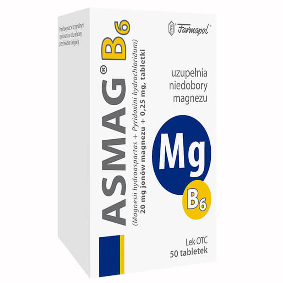 Asmag B 20 mg + 0,25 mg, 50 tabletten