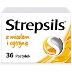 Strepsils met honing en citroen 1,2 mg + 0,6 mg, 36 harde zuigtabletten