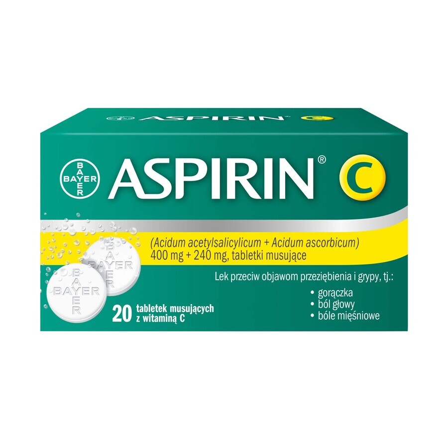 Aspirin C 400 mg + 240 mg, 20 effervescent tablets