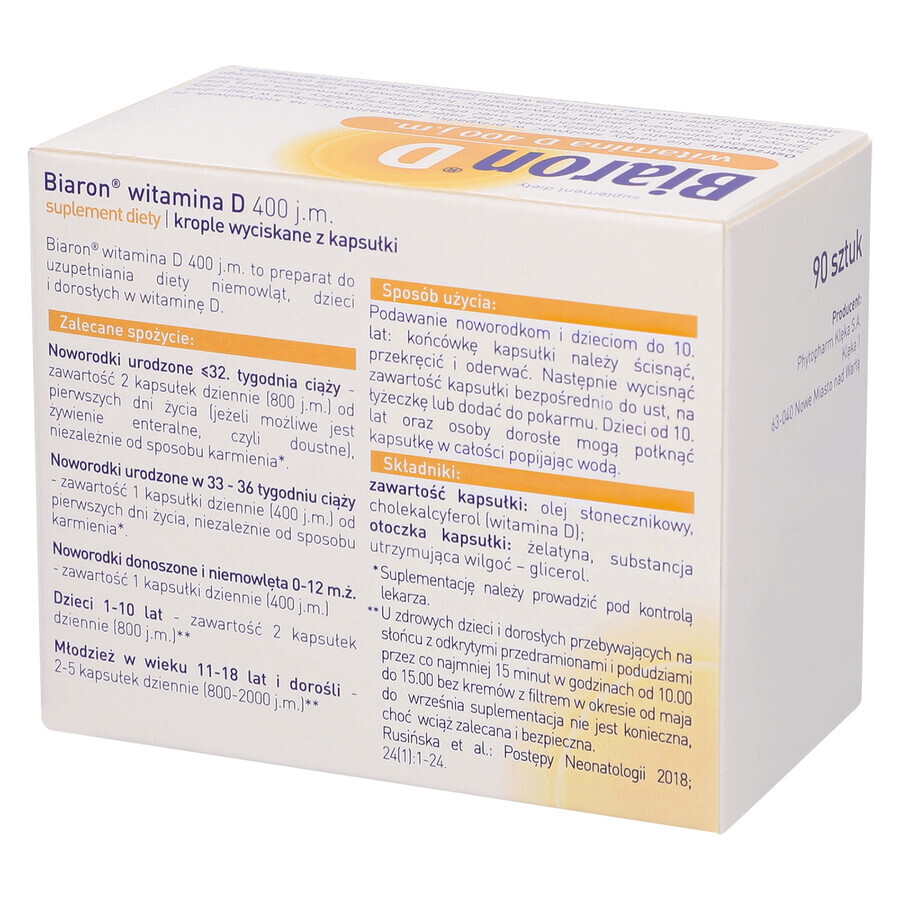 Biaron D, vitamine D 400 IE, 90 afneembare capsules