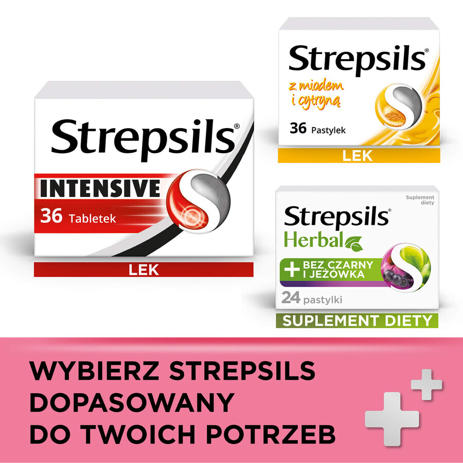 Strepsils Junior 1,2 mg + 0,6 mg, suikervrij, aardbeiensmaak, 24 zuigtabletten