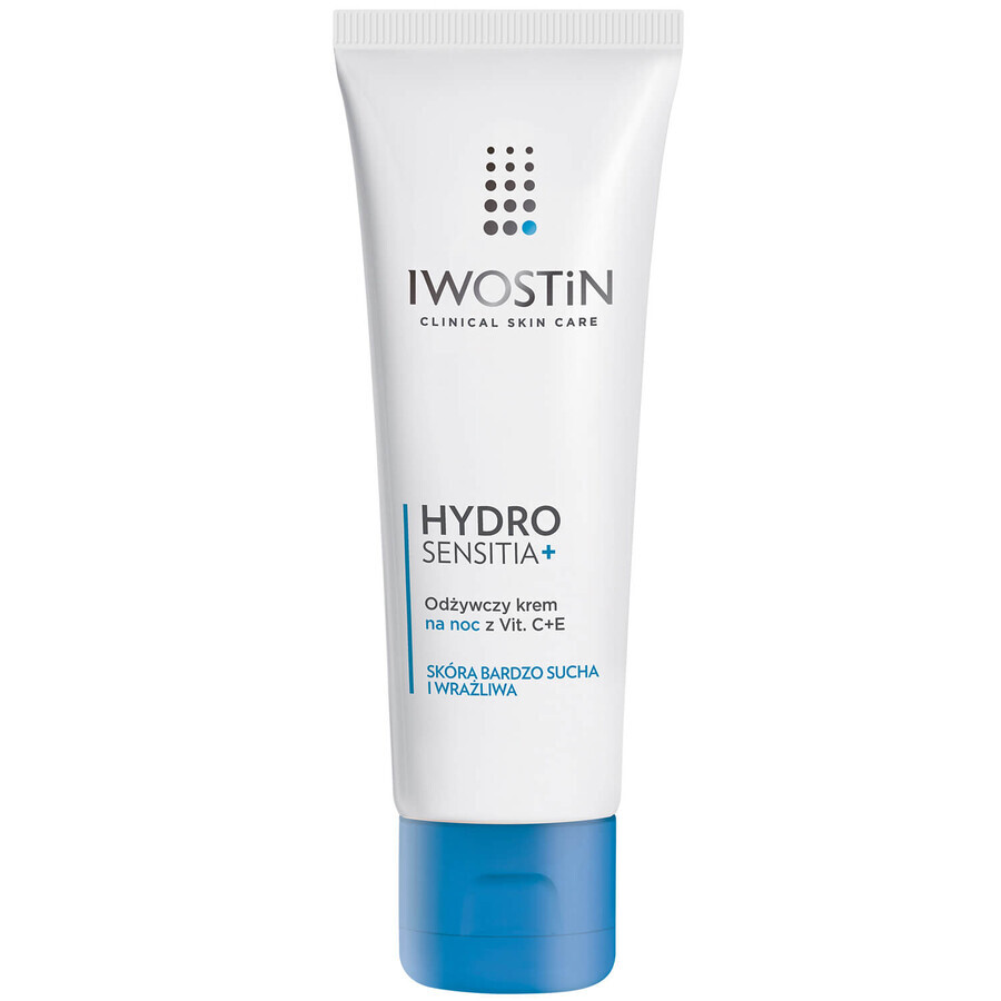 Iwostin Hydro Sensitia, crème de nuit nourrissante aux vitamines C+E, 50 ml