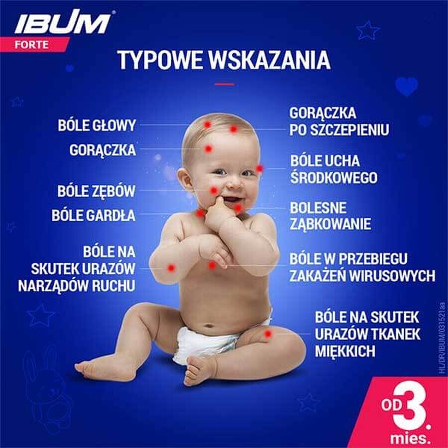 Ibum Forte 200 mg/ 5 ml, suspensie orală pentru copii de la vârsta de 3 luni, aromă de zmeură, 100 g