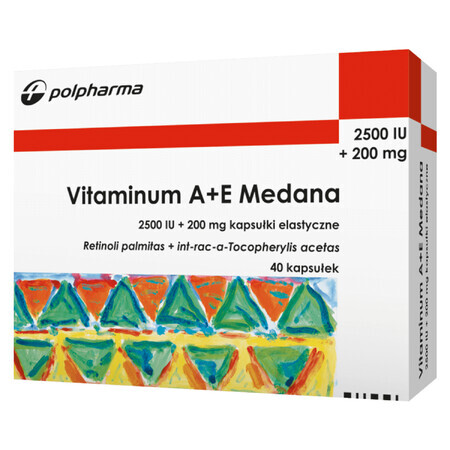 Vitaminum A+E Medana 2500 IE + 200 mg, 40 capsules