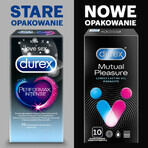 Durex Mutual Pleasure, condooms met glijmiddel, geribbeld met bies, 10 stuks