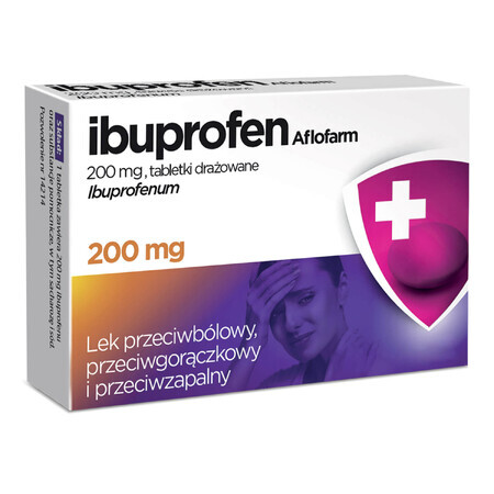 Ibuprofen Aflofarm 200 mg, 20 geïrriteerde tabletten