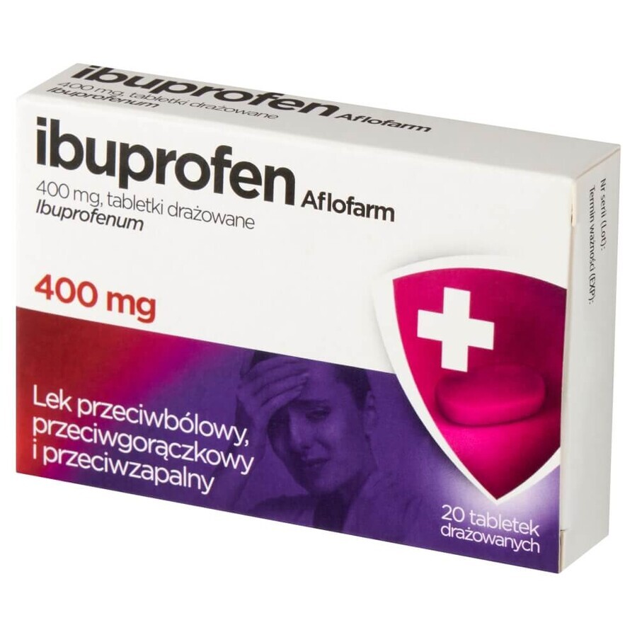 Ibuprofeno Aflofarm 400 mg, 20 comprimidos recubiertos de azúcar