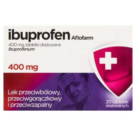 Ibuprofeno Aflofarm 400 mg, 20 comprimidos recubiertos de azúcar