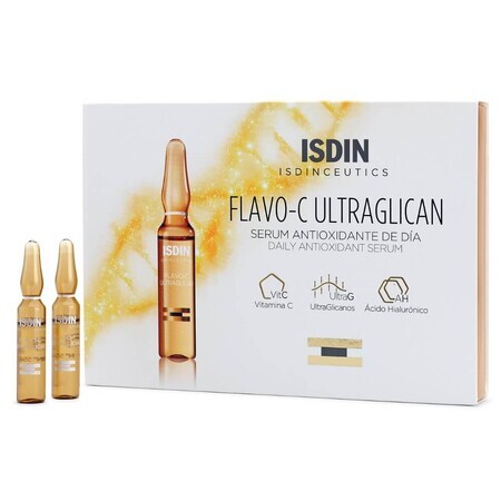 Isdin Flavo-C Ultraglycan Antioxidant Injectieflacons, 10 injectieflacons