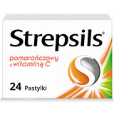 Strepsils sinaasappel met vitamine C 1,2 mg + 0,6 mg, 24 harde zuigtabletten