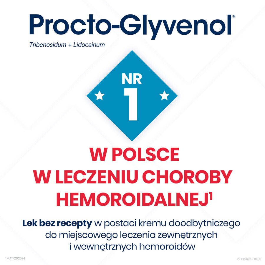 Procto-Glyvenol (50 mg + 20 mg)/g, rectal cream, 30 g