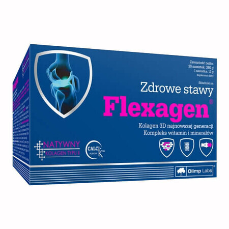 Olimp Flexagen, goût framboise, 12 g x 30 sachets