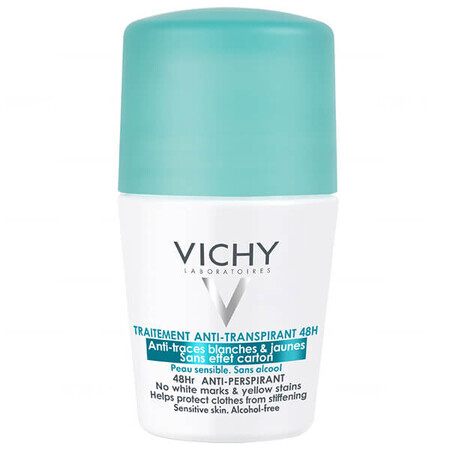 Vichy, antitranspirant roll-on 48h, tegen vlekken op kleding, 50 ml