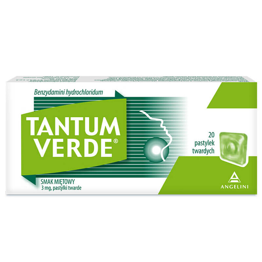 Tantum Verde 3 mg, mint flavor, 20 hard tablets