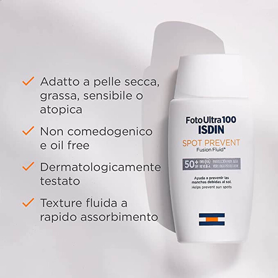 Isdin Spot Prevent Fusion Fluid de protectie solara pentru fata cu SPF 50+  , 50 ml