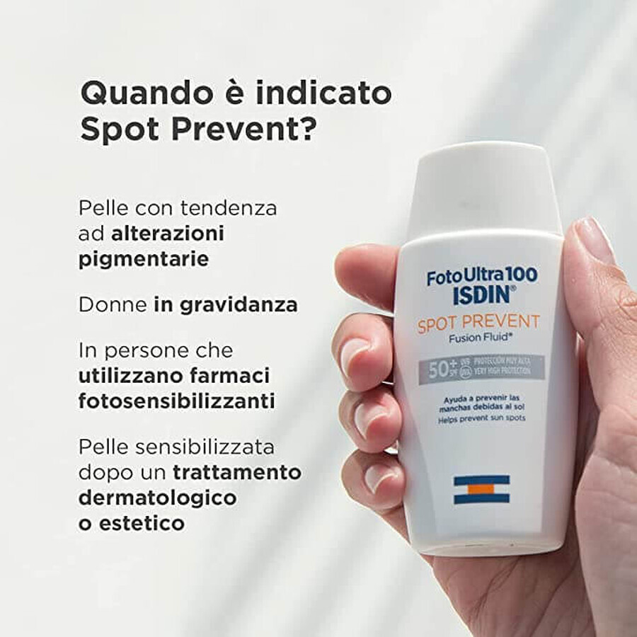 Isdin Spot Prevent Fusion Fluide solaire pour le visage avec SPF 50+ , 50 ml