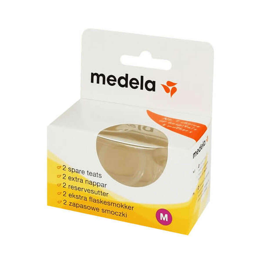 Medela, flessenspeen, silicone, maat M, medium flow, 4-6 maanden, 2 stuks