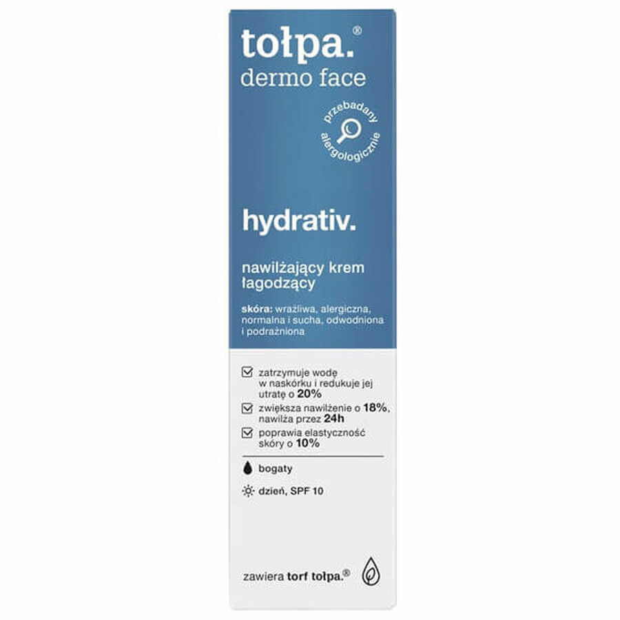 Tolpa Dermo Face Hydrativ, cremă hidratantă și calmantă, SPF 10, 40 ml