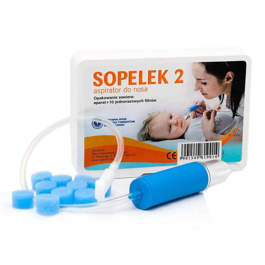 Sopelek 2, nasal aspirator, from birth + aspirator filters, disposable, 10 pieces