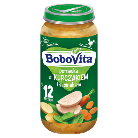 BoboVita Dinner, mâncare de pui și spanac, după 12 luni, 250 g