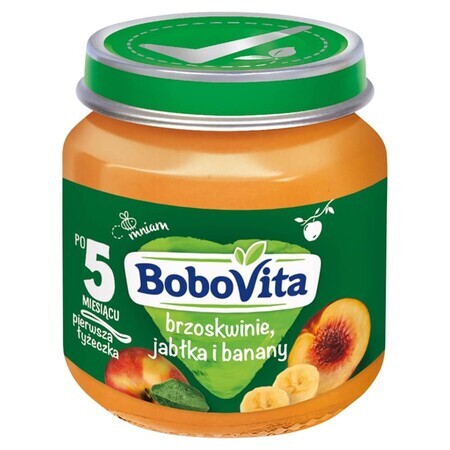 BoboVita Dessert, perziken, appel en banaan, na 5 maanden, 125 g