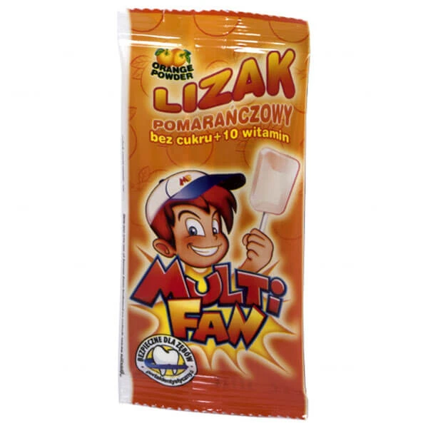 Multifan, lolly in poedervorm, sinaasappelsmaak, suikervrij, 1 stuk