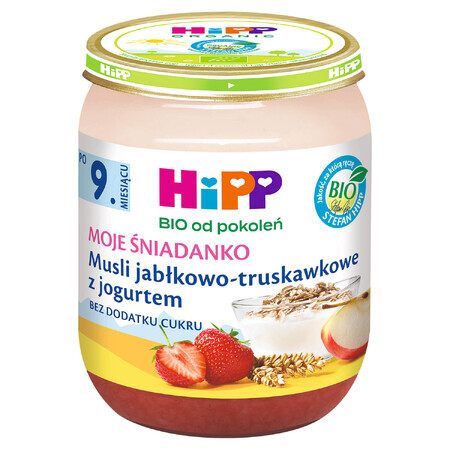 HiPP Moje Śniadanko Bio, muesli di mele e fragole con yogurt, dopo 9 mesi, 160 g