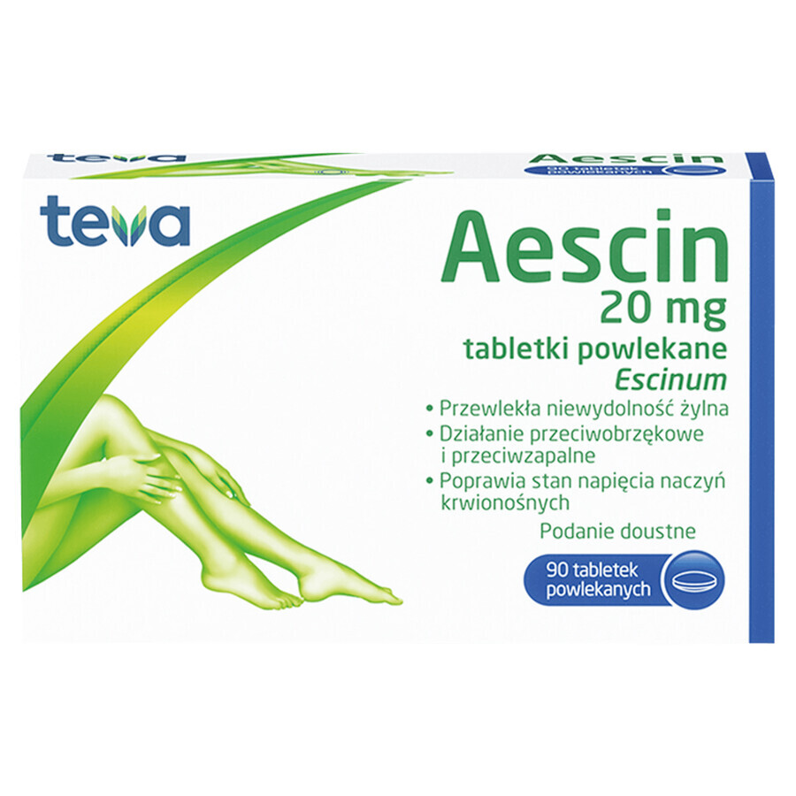 Aescine 20 mg, 90 filmomhulde tabletten