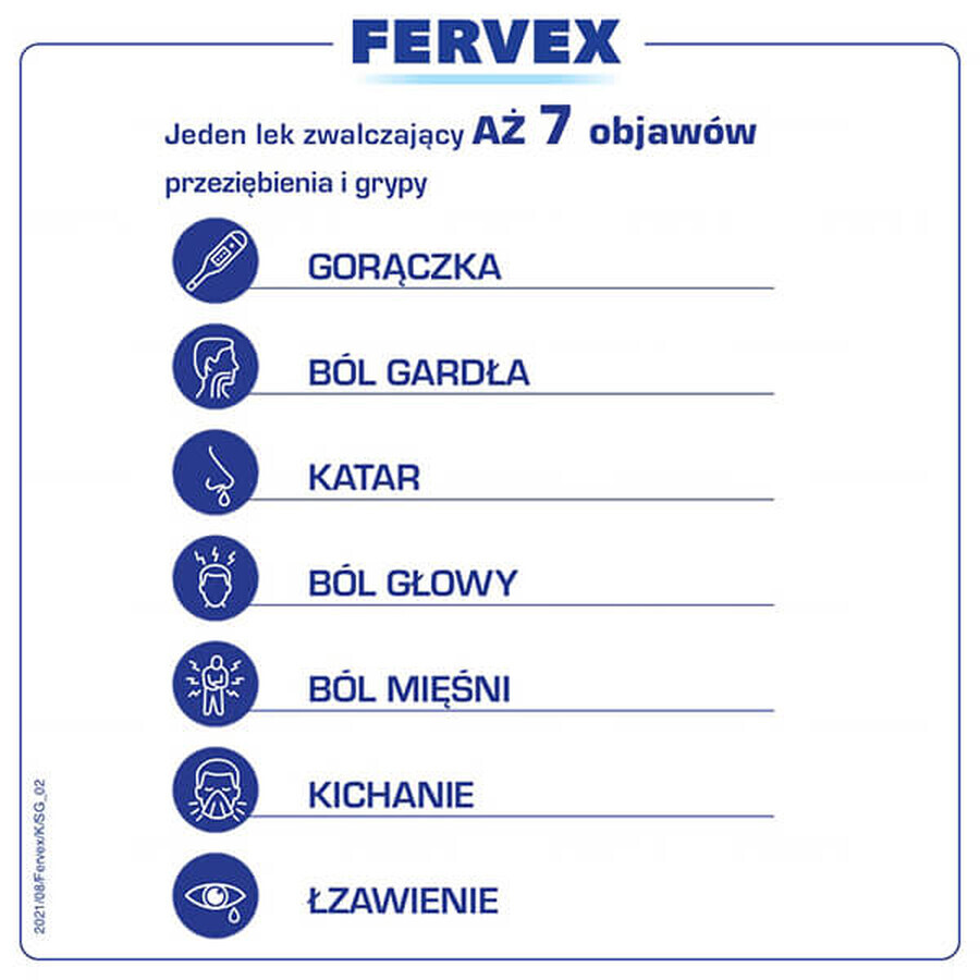 Fervex 500 mg + 200 mg + 25 mg, granulat pentru soluție orală, aromă de lămâie, 8 plicuri