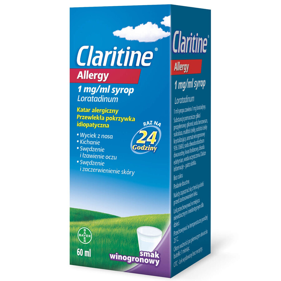 Claritine Allergy 1 mg/ml, sciroppo, gusto uva, 60 ml