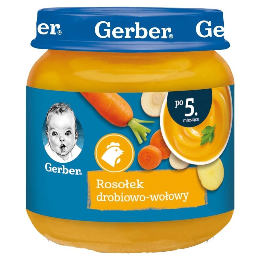 Gerber Zupa, bulion de pui și vită, după 5 luni, 125 g