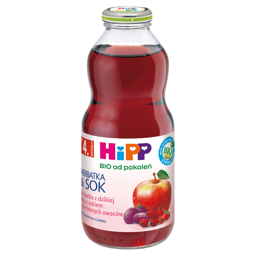 HiPP Tea &amp; Juice Bio, rosehip tea with red fruit juice, after 4 months, 500 ml