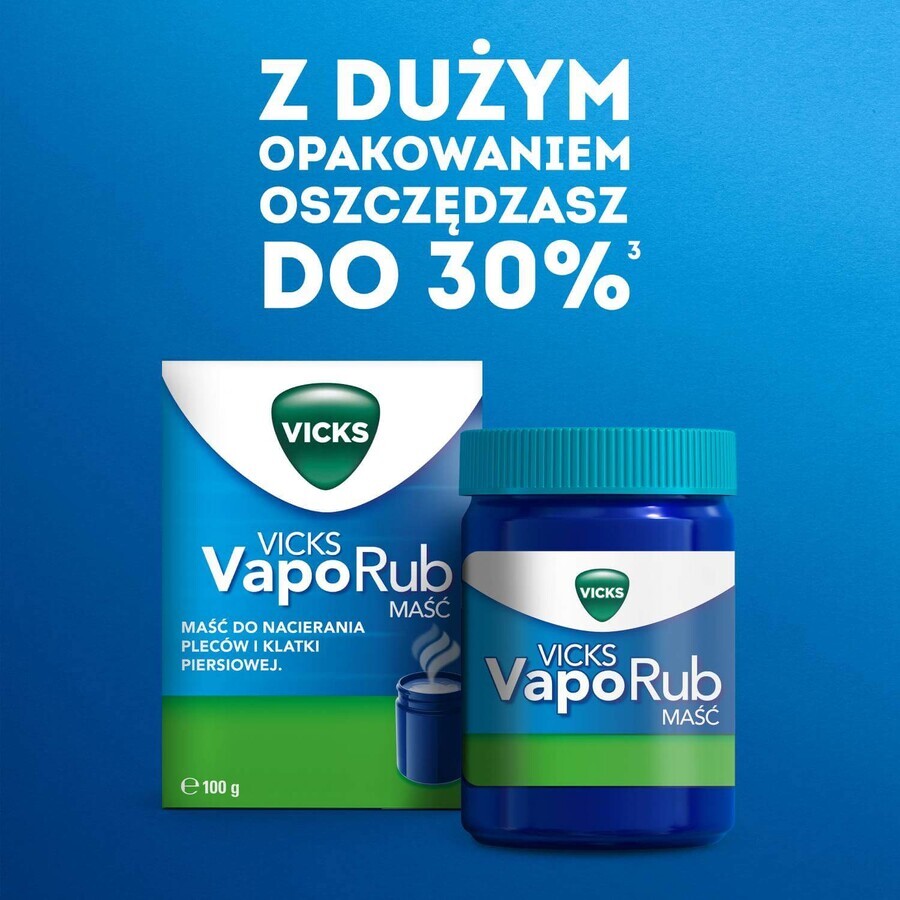 Vicks VapoRub, zalf voor kinderen vanaf 5 jaar en volwassenen, 100 g