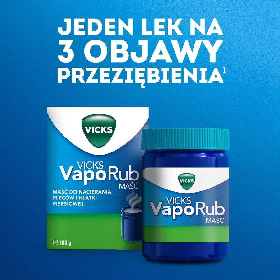 Vicks VapoRub, zalf voor kinderen vanaf 5 jaar en volwassenen, 100 g