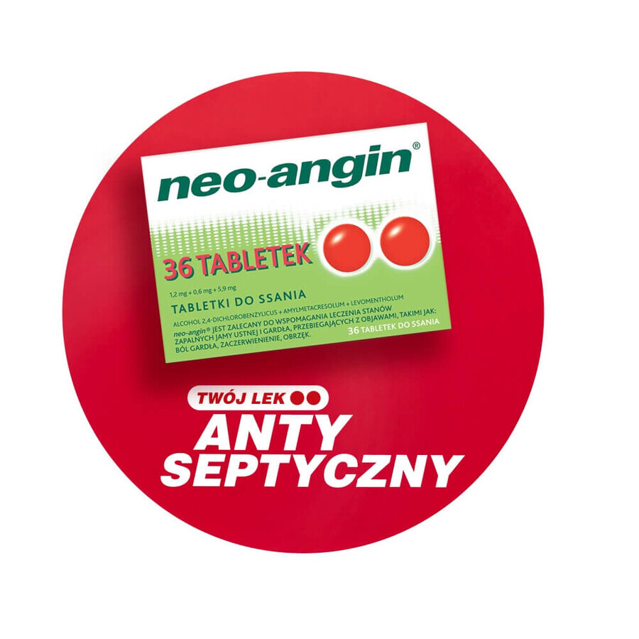 Neo-Angin 1,2 mg + 0,6 mg + 5,9 mg, 36 pastiglie