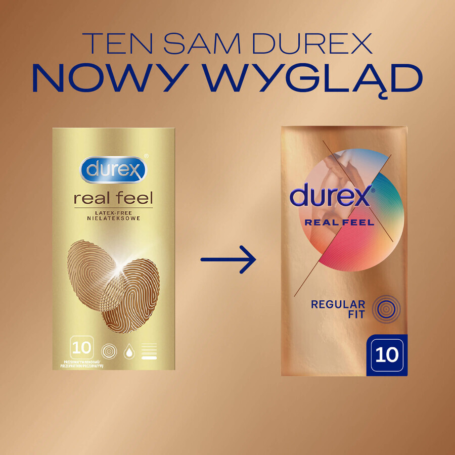 Durex Real Feel, glatte Nicht-Latex-Kondome, 10 Stück