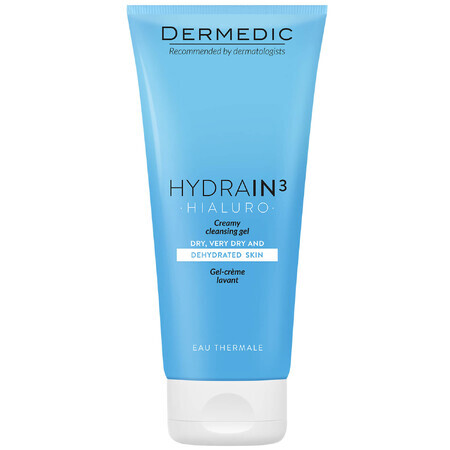 Dermedic Hydrain 3 Hialuro, romige gezichtsreinigingsgel, vochtarme en droge huid, 200 ml