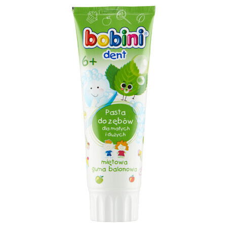 Bobini Dent, tandpasta voor kinderen vanaf 6 jaar, mint kauwgom, 75 ml