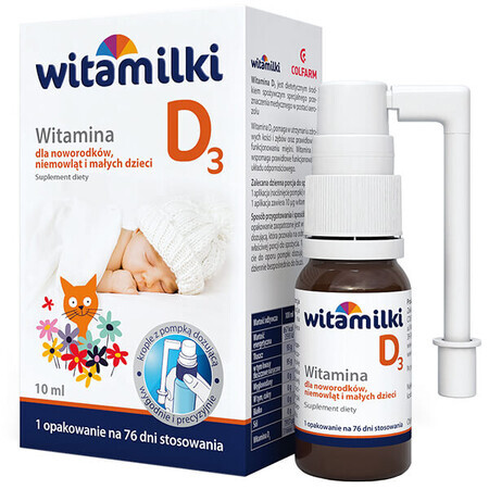 Vitamine D3 vitaminen voor pasgeborenen, zuigelingen en jonge kinderen, druppels met doseerpompje, 10 ml