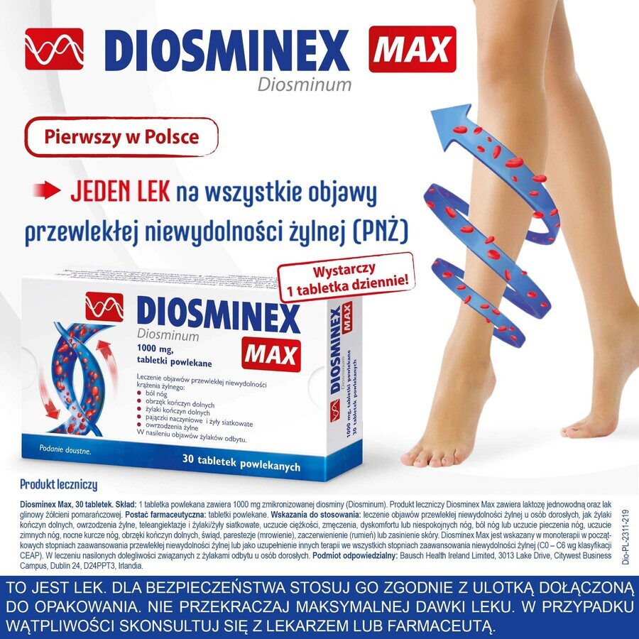 Diosminex Max 1000 mg, 30 comprimidos recubiertos