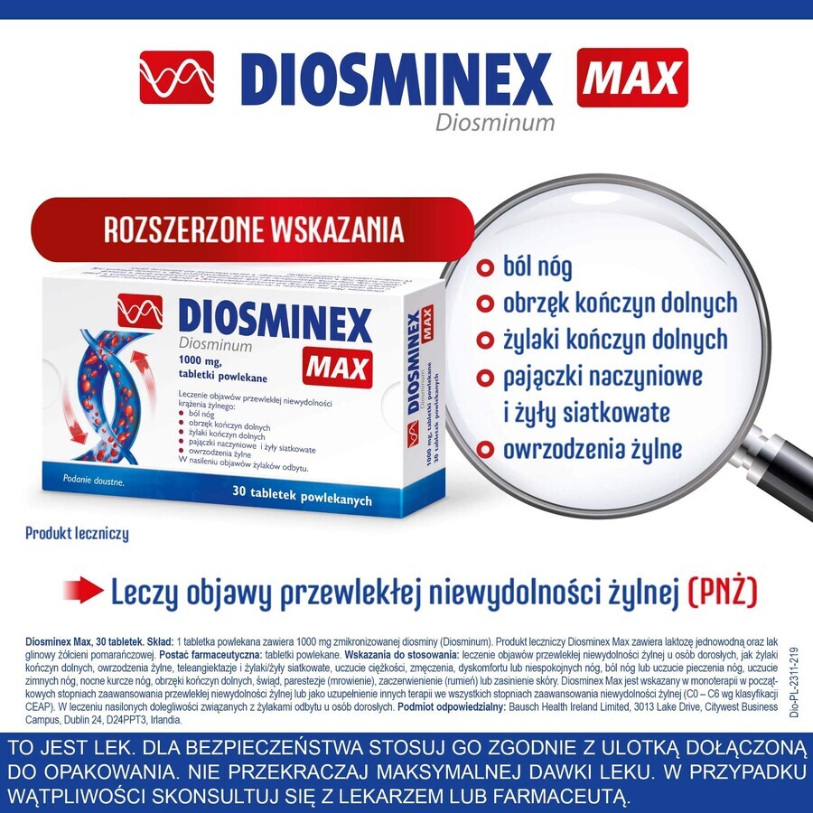 Diosminex Max 1000 mg, 30 comprimidos recubiertos