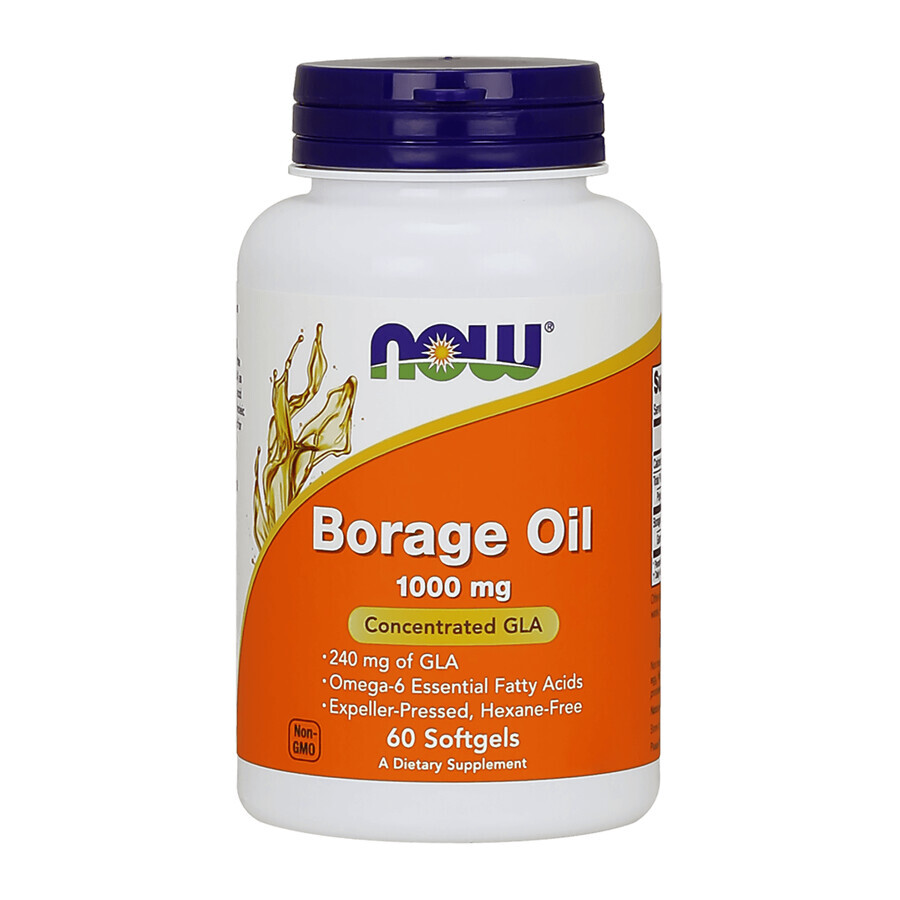 Now Foods Borage Oil 1000 mg, aceite de semilla de borraja, 60 cápsulas