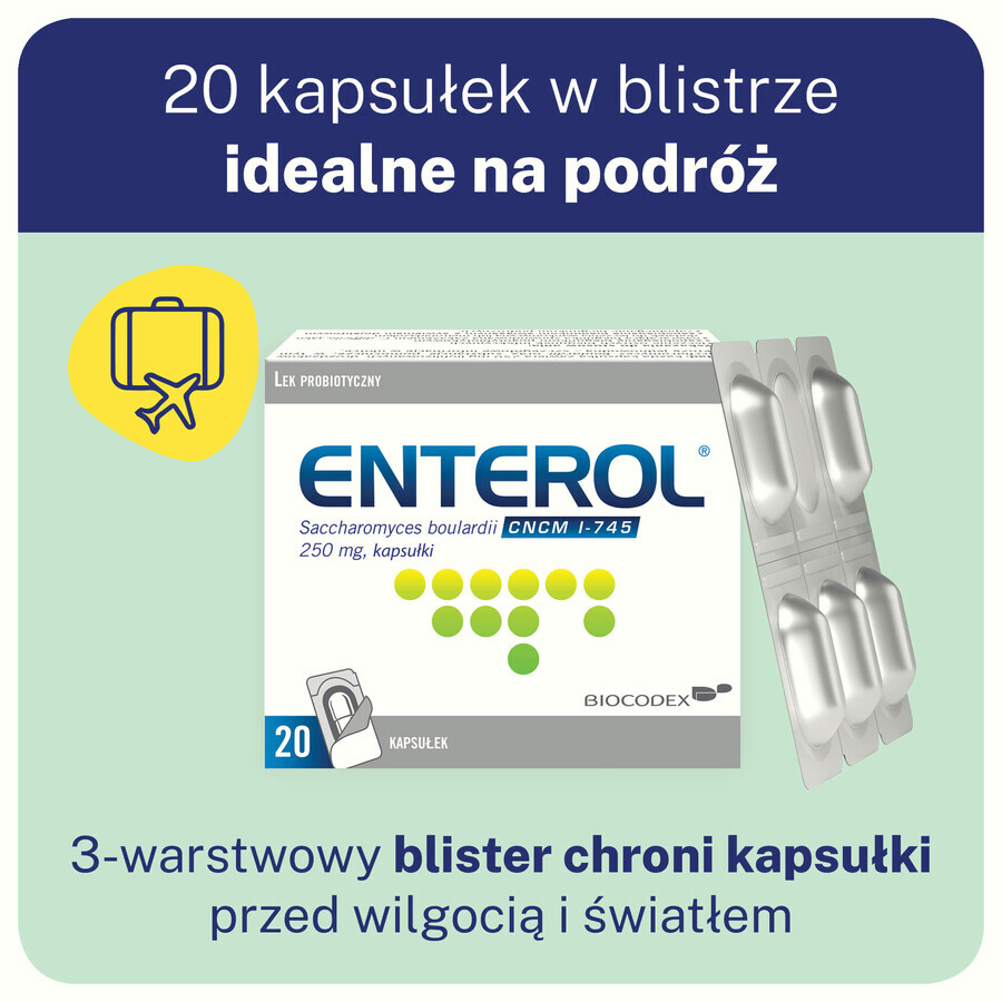 Enterol, 250 mg, 20 capsules