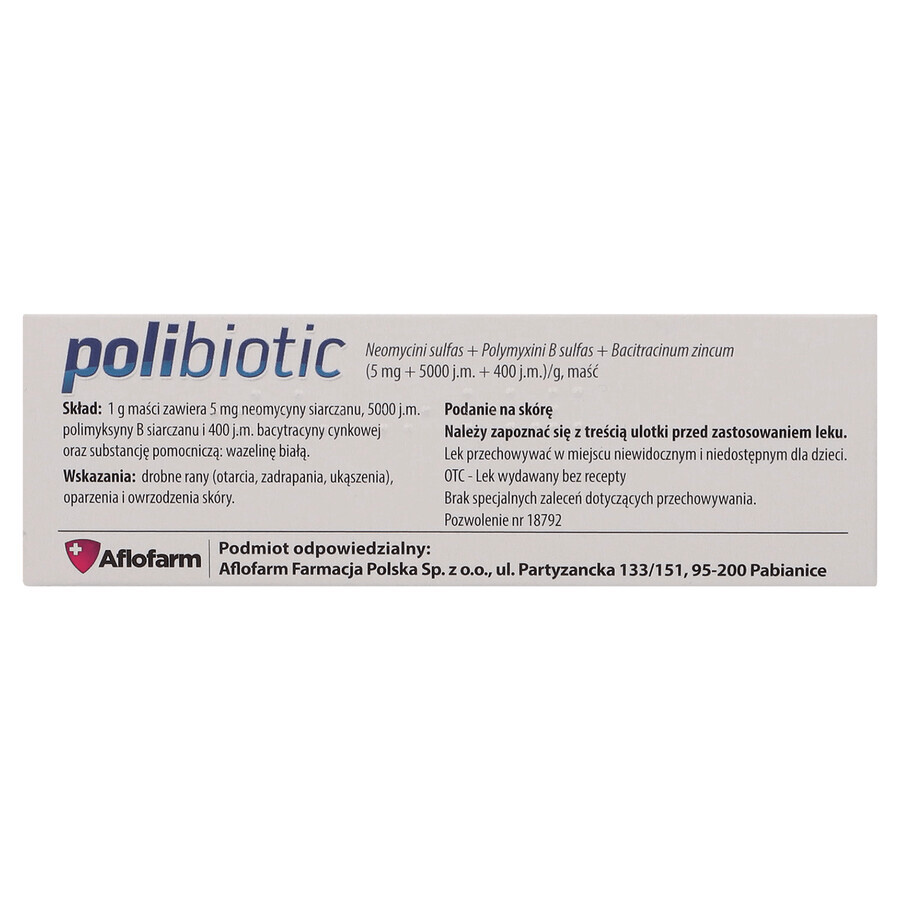 Polibiotic (5 mg + 5000 IE + 400 IE)/g, zalf, 15 g